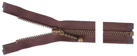 YKK Delbar Lynlås Antik Messing 35cm 4mm Brun