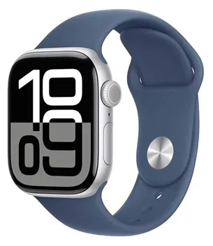 Apple Watch Series 10 GPS 42mm - Silver Aluminium Case with Denim Sport Band - S/M